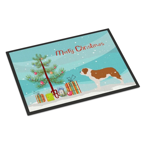 Carolines Treasures Saint Bernard Merry Christmas Tree Indoor or Outdoor Mat, 24 x 36 BB2994JMAT - main
